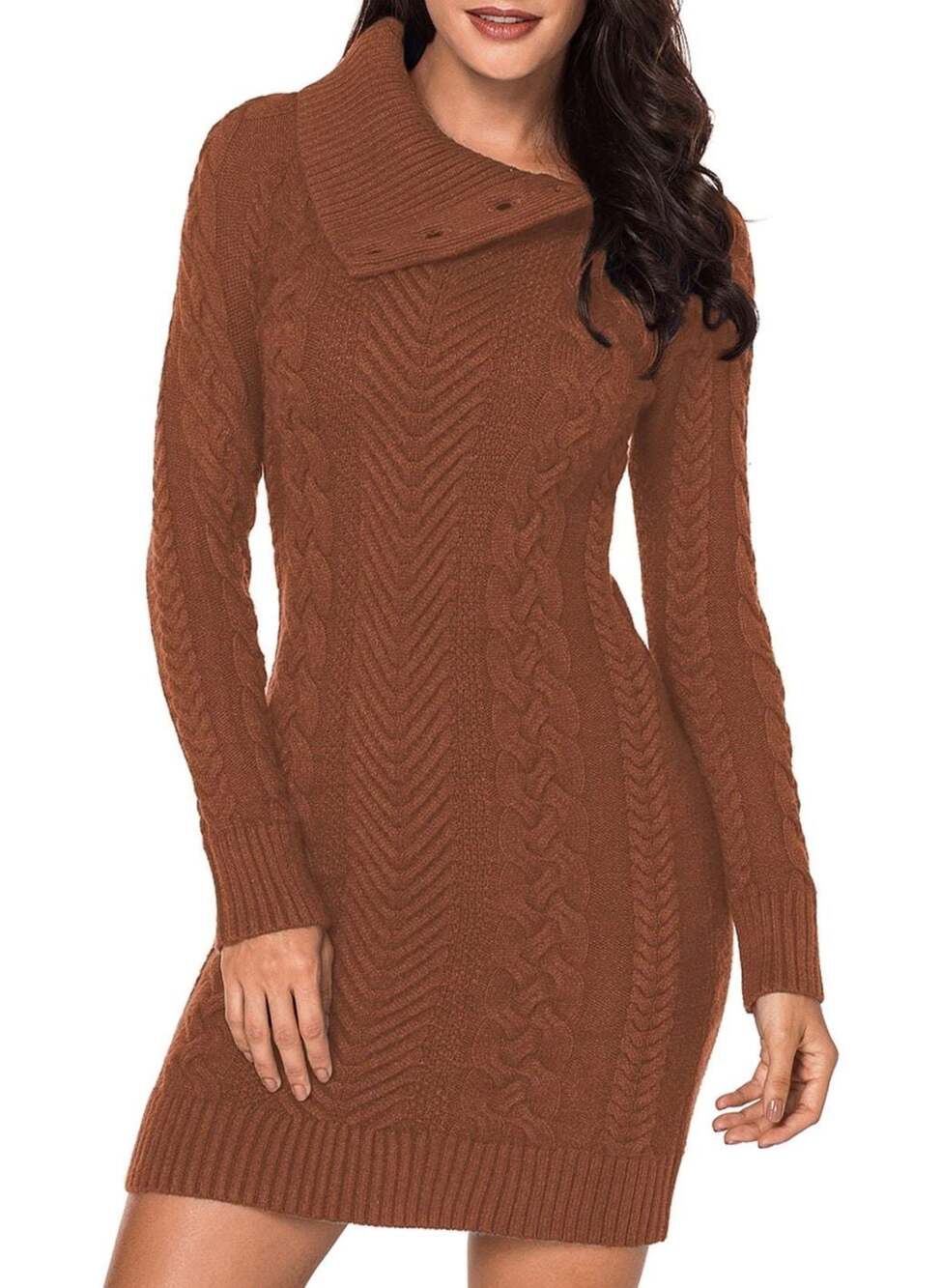 👗 BLENCOT Women’s Knit Sweater Dress – Brown (Size Large)